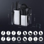 Conjunto de utensílios de cozinha RAXCO, utensílios de cozinha e facas afiadas, suporte de aço inoxidável e tábua de corte - Imagem 7