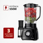 MONDIAL Liquidificador Turbo Power, Preto, 550W, 220V - L-99 FB - Imagem 2