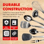 Chef Craft - Conjunto de 8 utensílios de cozinha de aço inoxidável com suporte de utensílios - Imagem 3