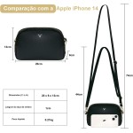 Bolsa Transversal Feminina em Couro Vegano, 3 Compartimentos com Zíper, Alça Ajustável - Imagem 6