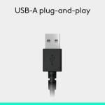 Headset com fio USB Logitech H390 com Almofadas Confortáveis, Controles de Áudio Integrado e Microfone com Redução de Ruído - Preto - Imagem 7