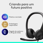 Headset com fio USB Logitech H390 com Almofadas Confortáveis, Controles de Áudio Integrado e Microfone com Redução de Ruído - Preto - Imagem 11