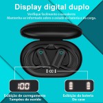 Fone de Ouvido com bateria de longa duração, Bluetooth Esportivo, Gancho de Orelha, com Microfone, Display Digital, Estojo de Carregamento, Preto - Imagem 3