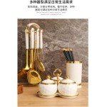 Conjunto de sete peças de utensílios de cozinha de aço inoxidável (ouro branco) - Imagem 6