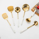 Conjunto de sete peças de utensílios de cozinha de aço inoxidável (ouro branco) - Imagem 7