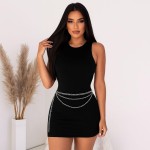 Cinto Feminino Corrente 3 Camadas Elegante Versátil Prata e Dourado - Imagem 2