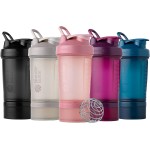 BlenderBottle Coqueteleira com organizador de comprimidos e armazenamento para proteína em pó, sistema clássico V2 ProStak, 623 g, caramelo - Imagem 7