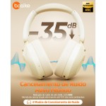 Fone de Ouvido Bluetooth 5.4, Headphone Bluetooth com Hybrid ANC, Suporte Chamadas de Voz, Modo Ambiente, Certificação Hi-Pure Audio, 100 Horas em Standby – Bege Claro - Imagem 3