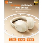 Fone de Ouvido Bluetooth 5.4, Headphone Bluetooth com Hybrid ANC, Suporte Chamadas de Voz, Modo Ambiente, Certificação Hi-Pure Audio, 100 Horas em Standby – Bege Claro - Imagem 6