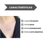 Colar Feminino Pingente Infinito Delicado Corrente Gargantilha Folheado - Imagem 4
