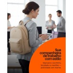 Mochila Feminina Luxo Monogramada Estilo Grife Internacional Alças Confortáveis Ajustáveis Zíper Dourado Espaço Interno Grande Bolsa Casual, Trabalho e Passeio - Imagem 4