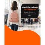 Mochila Feminina Luxo Monogramada Estilo Grife Internacional Alças Confortáveis Ajustáveis Zíper Dourado Espaço Interno Grande Bolsa Casual, Trabalho e Passeio - Imagem 5