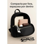 Mochila Feminina Luxo Monogramada Estilo Grife Internacional Alças Confortáveis Ajustáveis Zíper Dourado Espaço Interno Grande Bolsa Casual, Trabalho e Passeio - Imagem 8