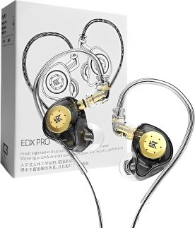 Fone De Ouvido Profissional KZ EDX Pro Intra-auricular, Driver Dinâmico Magnético Composto de 10mm, Cabo Substituível, Original - Perfeito para Cantores - AlverSun (PRETO TRANSLUCIDO)