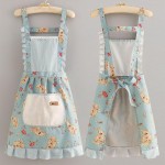 Aventais femininos com bolsos, avental floral fofo, avental de chef de cozinha, adequado para cozinha etc - Imagem 4