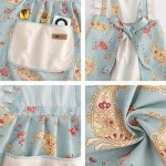 Aventais femininos com bolsos, avental floral fofo, avental de chef de cozinha, adequado para cozinha etc - Imagem 5