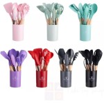 Conjunto de Utensílios de Cozinha em Silicone e Cabo de Madeira, Kit 12 peças, Antiaderente, Resistente ao Calor (Cinza) - Imagem 6