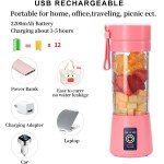 Copo de liquidificador portátil, liquidificador elétrico USB, mini liquidificador portátil para shakes e smoothies, suco, 380 ml, seis lâminas, ótimo para misturar, rosa, tamanho único - Imagem 5