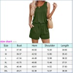 Macacão feminino de verão, casual, sem mangas, solto, shorts com cinto, roupas com bolsos - Imagem 6