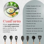 Conjunto de Utensílios de Cozinha, 12 Peças, Silicone e Madeira, Design Ergonômico, Antiderente e Resistente ao calor (Caqui) - Imagem 3