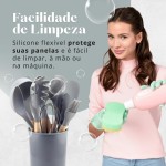 Conjunto de Utensílios de Cozinha, 12 Peças, Silicone e Madeira, Design Ergonômico, Antiderente e Resistente ao calor (Caqui) - Imagem 5