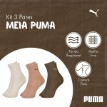 Kit 03 Pares Meia Cano Médio Puma Respirável Feminina - Imagem 2