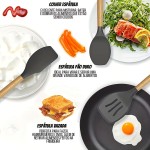 Kit 12 Peças Utensílios De Cozinha Silicone Cabo De Madeira Resistente Premium Completo Livre De Bpa - Imagem 3