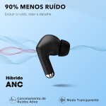 Fone de Ouvido Stage Hero6 TWS com cancelamento de ruído ativo (ANC), fone sem fio Bluetooth 5.2 com 4 microfones para chamada, 35H tempo de reprodução, modos duplo, IPX5 à prova d'água - Imagem 3