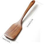 Espátula de cabeça quadrada para frigideiras antiaderentes, utensílio de cozinha de madeira para virar e servir, ferramenta de cozinha sólida para fritar e assar, 30 x 6 cm - Imagem 3