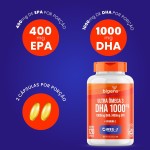 Ultra Omega 3, DHA 1000MG, EPA 400mg, com vitamina E - Certificado MEG-3, 120 Cápsulas, Bigens, Kit 2x - Imagem 3