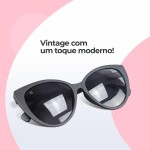 Óculos sol feminino gatinho + case presente preto original estiloso delicado moda - Imagem 6