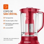 MONDIAL Liquidificador Turbo, Vermelho/Inox, 1100W, 220V - L-1100 RI - Imagem 3