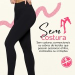 Calça Legging Academia Zero Transparências Sem Costura Cós Alto Microfibra Feminina Selene - Imagem 4