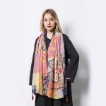 Cachecol feminino leve macio floral estampado leopardo cachecol outono inverno moda xale envoltório com franja - Imagem 5