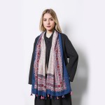 Cachecol feminino leve macio floral estampado leopardo cachecol outono inverno moda xale envoltório com franja - Imagem 6