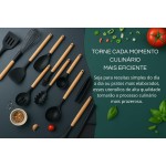 Utensilios Cozinha Silicone | Kit 19 Pecas Completo | Espatulas Pegadores, Colheres e Tabua de Corte | Para Cozinhar Assar e Servir | Resistente Calor Seguranca | Praticidade e Estilo (Preto) - Imagem 4