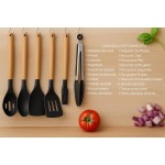 Utensilios Cozinha Silicone | Kit 19 Pecas Completo | Espatulas Pegadores, Colheres e Tabua de Corte | Para Cozinhar Assar e Servir | Resistente Calor Seguranca | Praticidade e Estilo (Preto) - Imagem 6