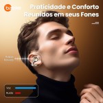 Basike Fone de Ouvido Bluetooth 5.4 Esportivo, Áudio Estéreo Hi-Fi, ENC para Chamadas, IPX4 à Prova d’Água, Compatível com Android e iOS, Clip-On e Design de Som Aberto – Bege Claro - Imagem 3