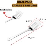 Conjunto Utensílio Cozinha Em Aço Inox Profissional Premium Pegador Escumadeira Concha Colher Espátula Kit 5 Peças - 100% INOX - Imagem 4