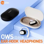 Basike Fone de Ouvido Bluetooth 5.4 Open Ear Sem Fio - OWS/TWS Áudio Hi-Fi Estéreo, 120h em Standby, Display LED, Toque Inteligente, Conforto para Uso Diário, Trabalho e Lazer – Bege Claro - Imagem 3
