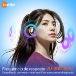 Basike Fone de Ouvido Bluetooth 5.4 Open Ear Sem Fio - OWS/TWS Áudio Hi-Fi Estéreo, 120h em Standby, Display LED, Toque Inteligente, Conforto para Uso Diário, Trabalho e Lazer – Bege Claro - Imagem 6