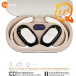Basike Fone de Ouvido Bluetooth 5.4 Open Ear Sem Fio - OWS/TWS Áudio Hi-Fi Estéreo, 120h em Standby, Display LED, Toque Inteligente, Conforto para Uso Diário, Trabalho e Lazer – Bege Claro - Imagem 8