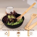 Conjunto de utensílios de madeira para cozinhar, 7 peças, utensílios de cozinha de bambu, espátulas, colheres, pinças para mexer, servir, misturar, degustar - Imagem 5