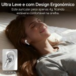 Fone de Ouvido Sem Fio Bluetooth 5.4 - Compatível Todos Celulares Com Microfone e Redução de Ruído, Academia Corrida Musicas Graves Potentes Controle Touch, Branco - Imagem 5