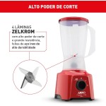 Liquidificador Arno Powermix 550W LQ11, Vermelho, com 4 Lâminas Zelkrom de Aço Inox, Alta Durabilidade e Desempenho Superior, 110V - Imagem 5