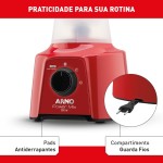 Liquidificador Arno Powermix 550W LQ11, Vermelho, com 4 Lâminas Zelkrom de Aço Inox, Alta Durabilidade e Desempenho Superior, 110V - Imagem 6