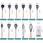 Kit Completo com 12 Peças Utensílios de Cozinha em Silicone com Cabo de Madeira Antiaderentes e Resistentes ao Calor (Preto) - Imagem 6