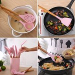Kit Completo com 12 Peças Utensílios de Cozinha em Silicone com Cabo de Madeira Antiaderentes e Resistentes ao Calor (Preto) - Imagem 9