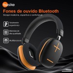 Basike Fones De Ouvido Sem Fio, Headphone Bluetooth on-ear com Microfone, Até 50 Horas de Música, HQ182B (Laranja Preto) - Imagem 5