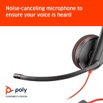 Plantronics Fone de ouvido monoaural com fio Blackwire 3210, preto - Imagem 4